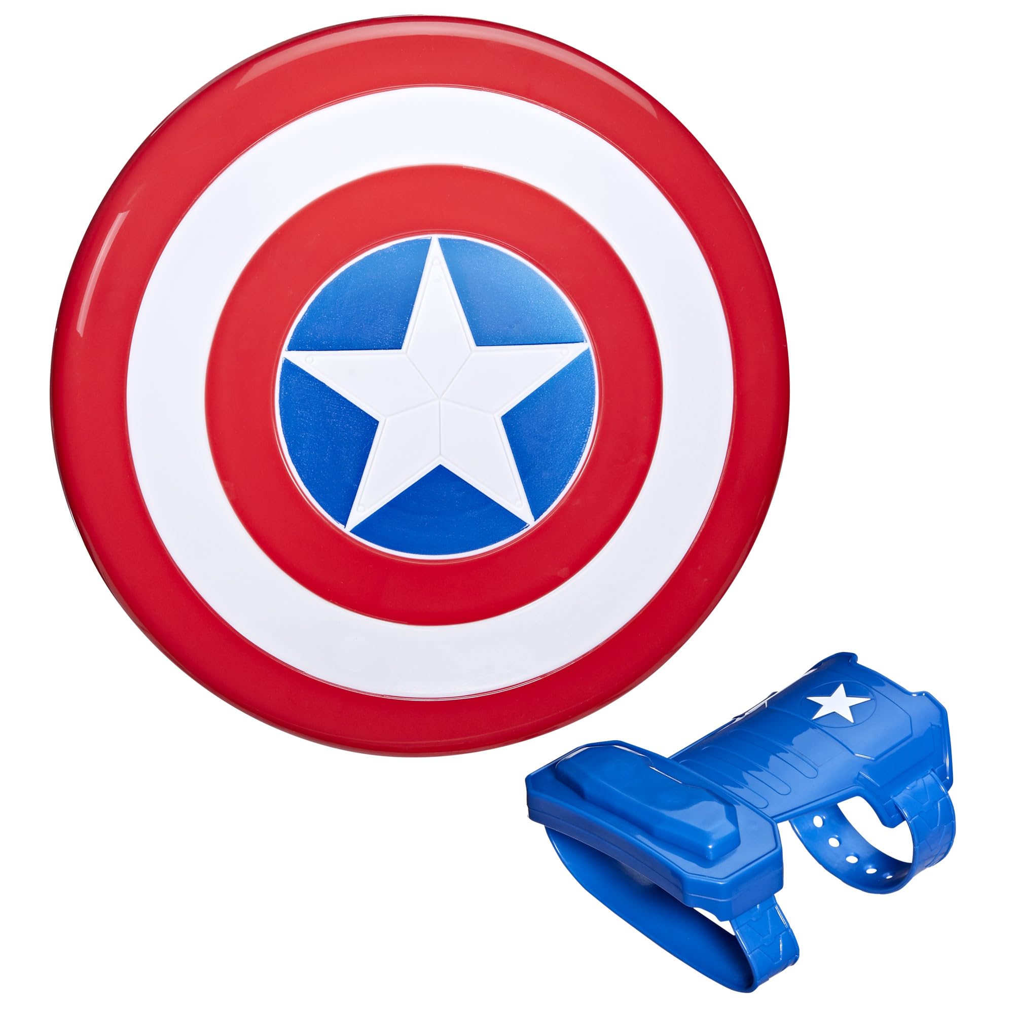 Avengers Captain America magnetic shield attached to gauntlet for immersive pretend play