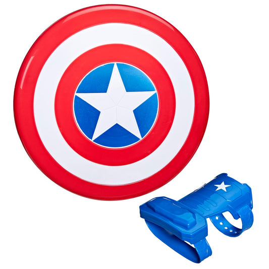 Avengers Captain America magnetic shield attached to gauntlet for immersive pretend play