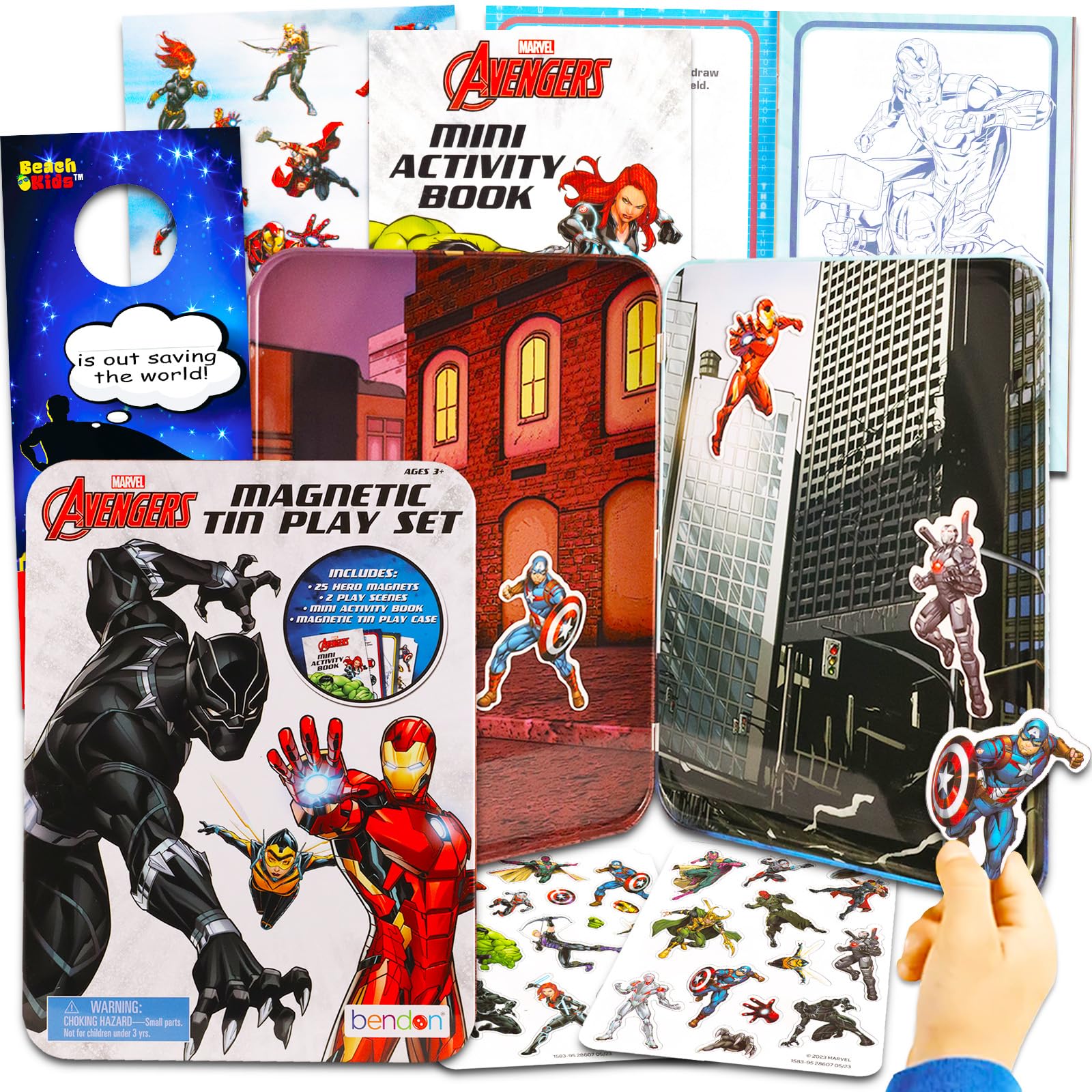 Avengers Magnetic Creations tin contents for colorful, imaginative play and quick cleanup