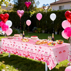 Avezano 108x54 inch tablecloth covers standard tables for brunch setups.
