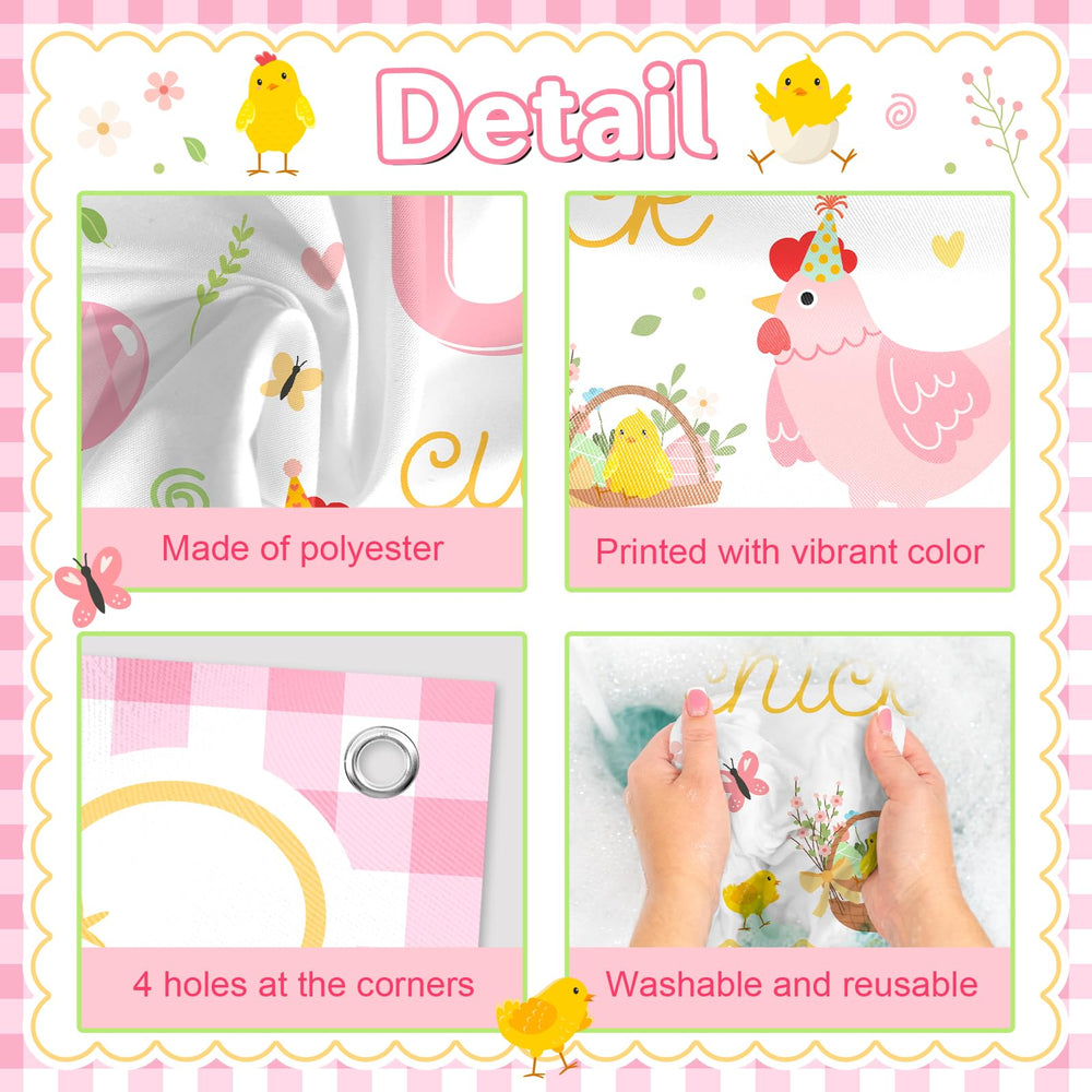 Avezano One Cute Chick Banner easy setup with included string for quick hangs.