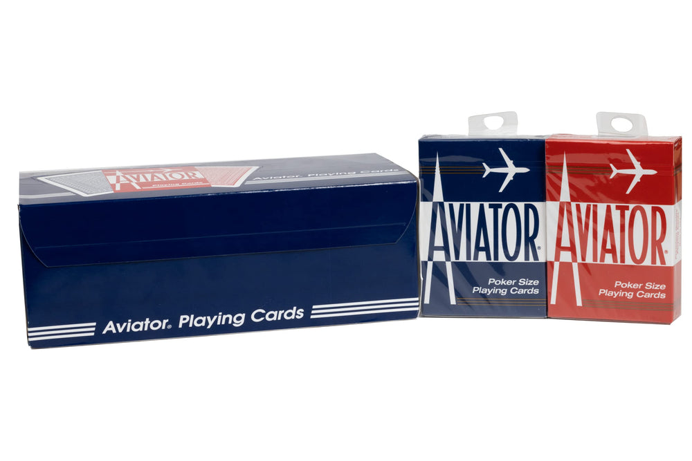 Aviator 12-pack red playing cards with vibrant designs for lively game nights.