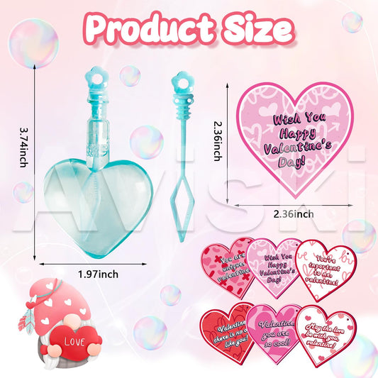 Aviski pink heart bubble wand card ready for party favors.