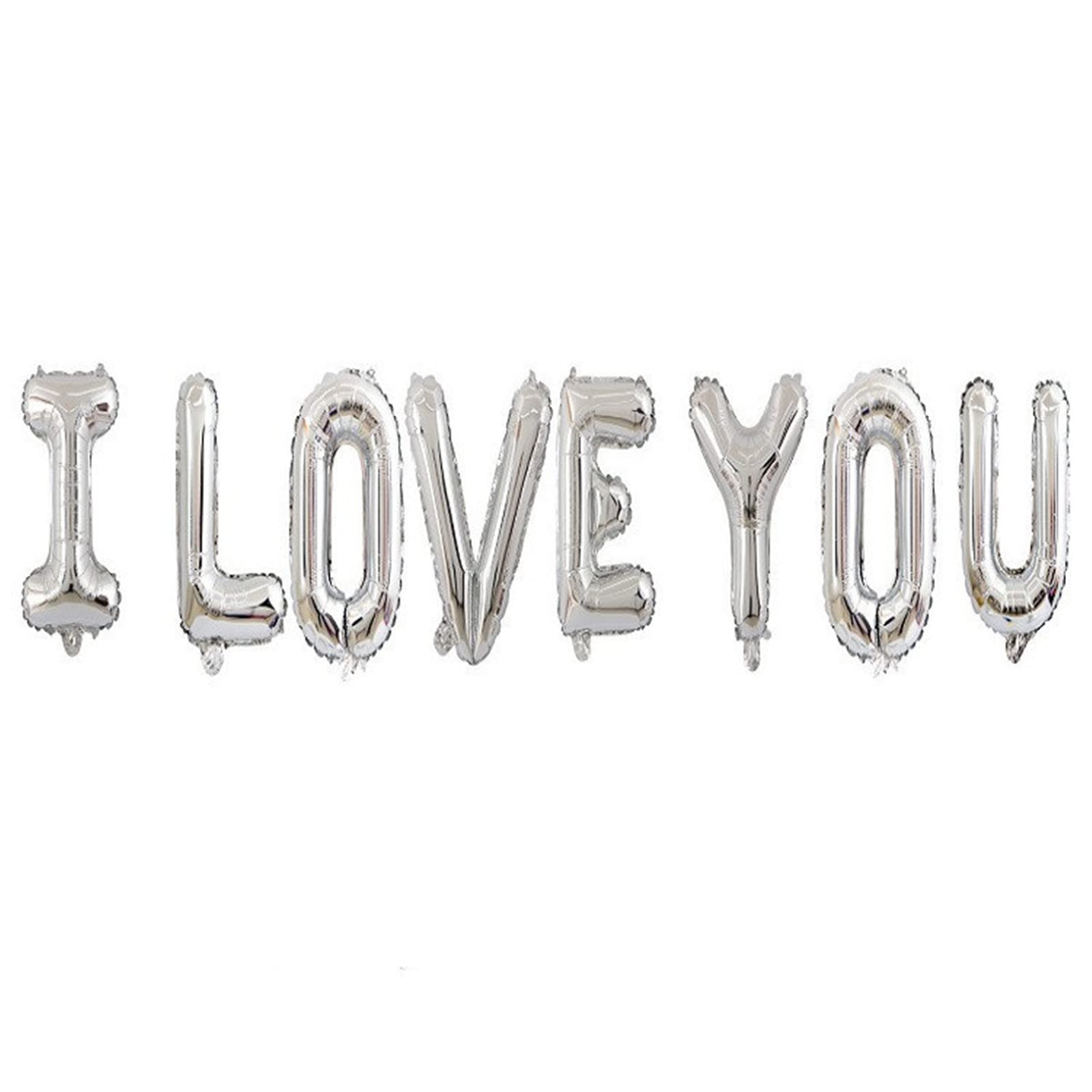 AVMBC I Love You foil balloon in silver adds festive shine for weddings and anniversaries.