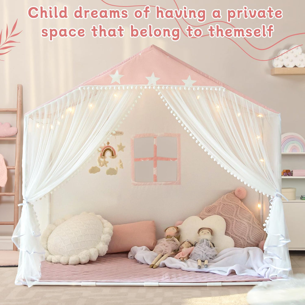 Avrsol play tent interior shows pink mat and roomy space for playtime.