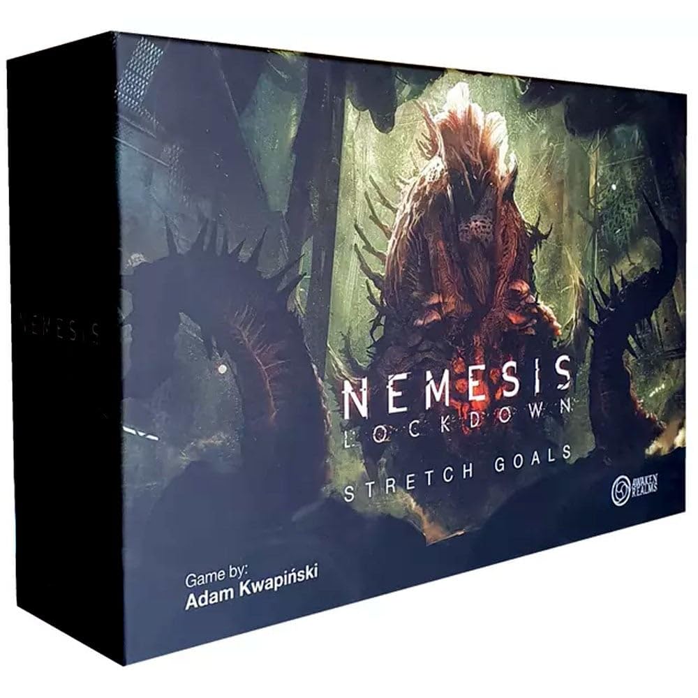 Awaken Realms Nemesis Lockdown Stretch Goals box cover for enhanced sci-fi horror gameplay.