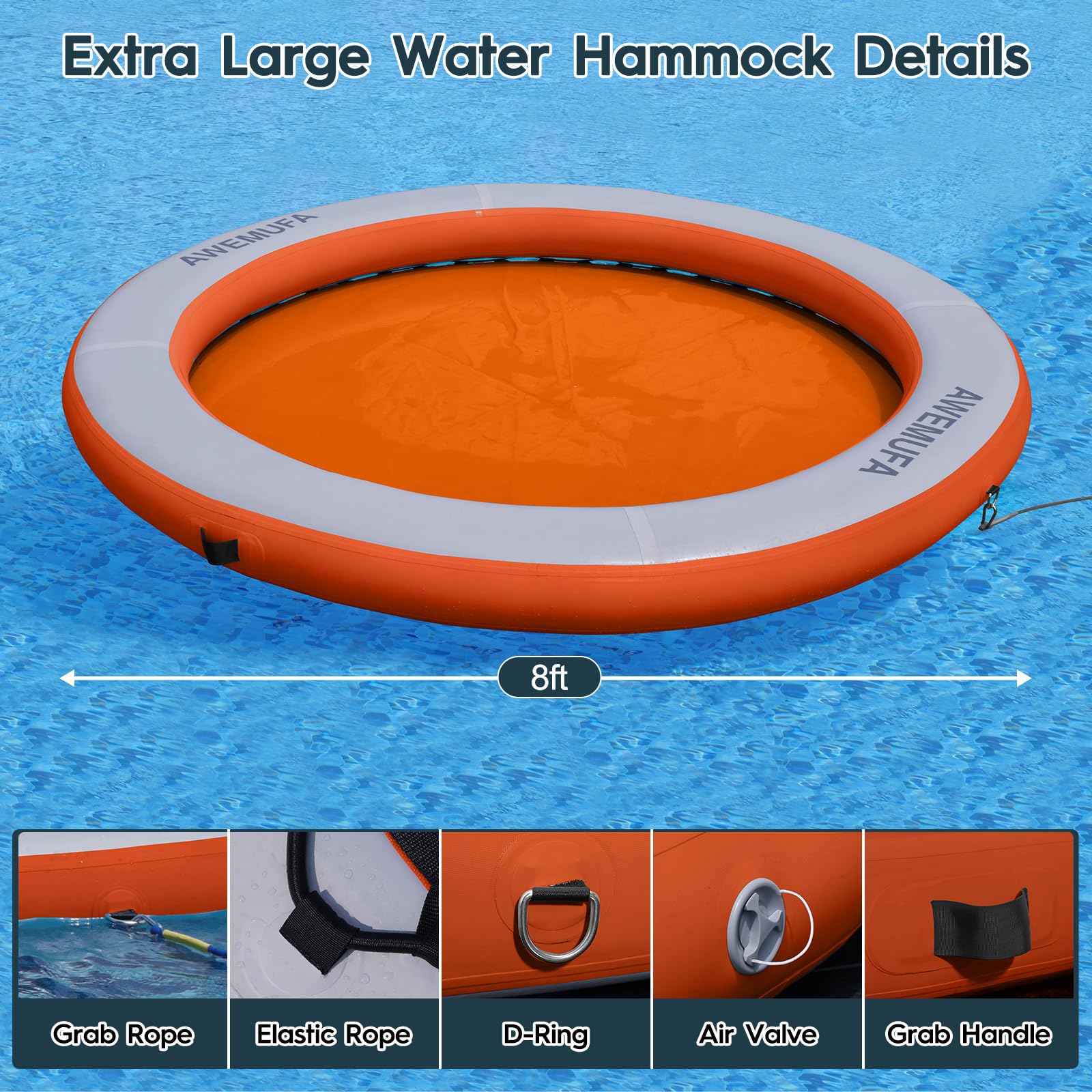 AWEMUFA 10ft tether rope keeps mat secure during use.