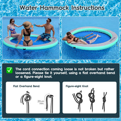 AWEMUFA 8inch thick inflatable hammock provides stable lounging on water.