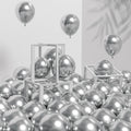 Awenztech 120pcs metallic silver balloons pack for elegant party decor and arches.