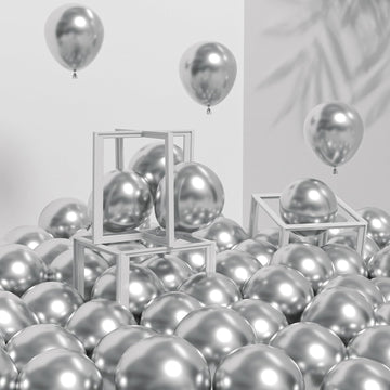 Awenztech 120pcs metallic silver balloons pack for elegant party decor and arches.