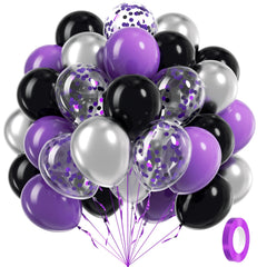 awenztech 60pcs purple and black balloon set, durable latex for vibrant party decor.