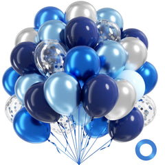 Awenztech blue and silver balloons set for graduation or wedding backdrops.
