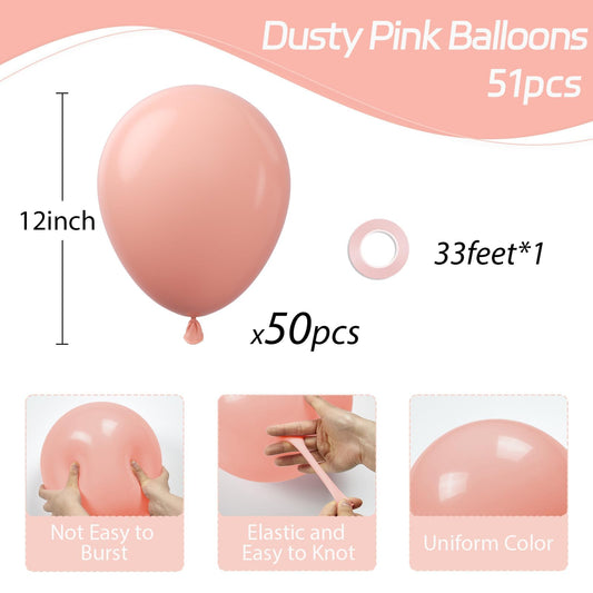 Awenztech dusty rose latex balloons close-up showing elasticity.