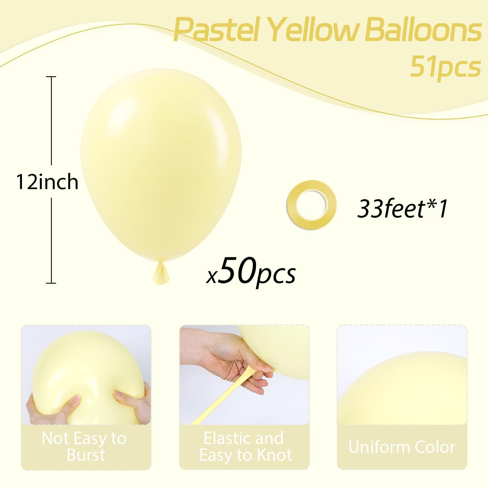 awenztech light-yellow latex balloons offer durable elasticity for celebrations.