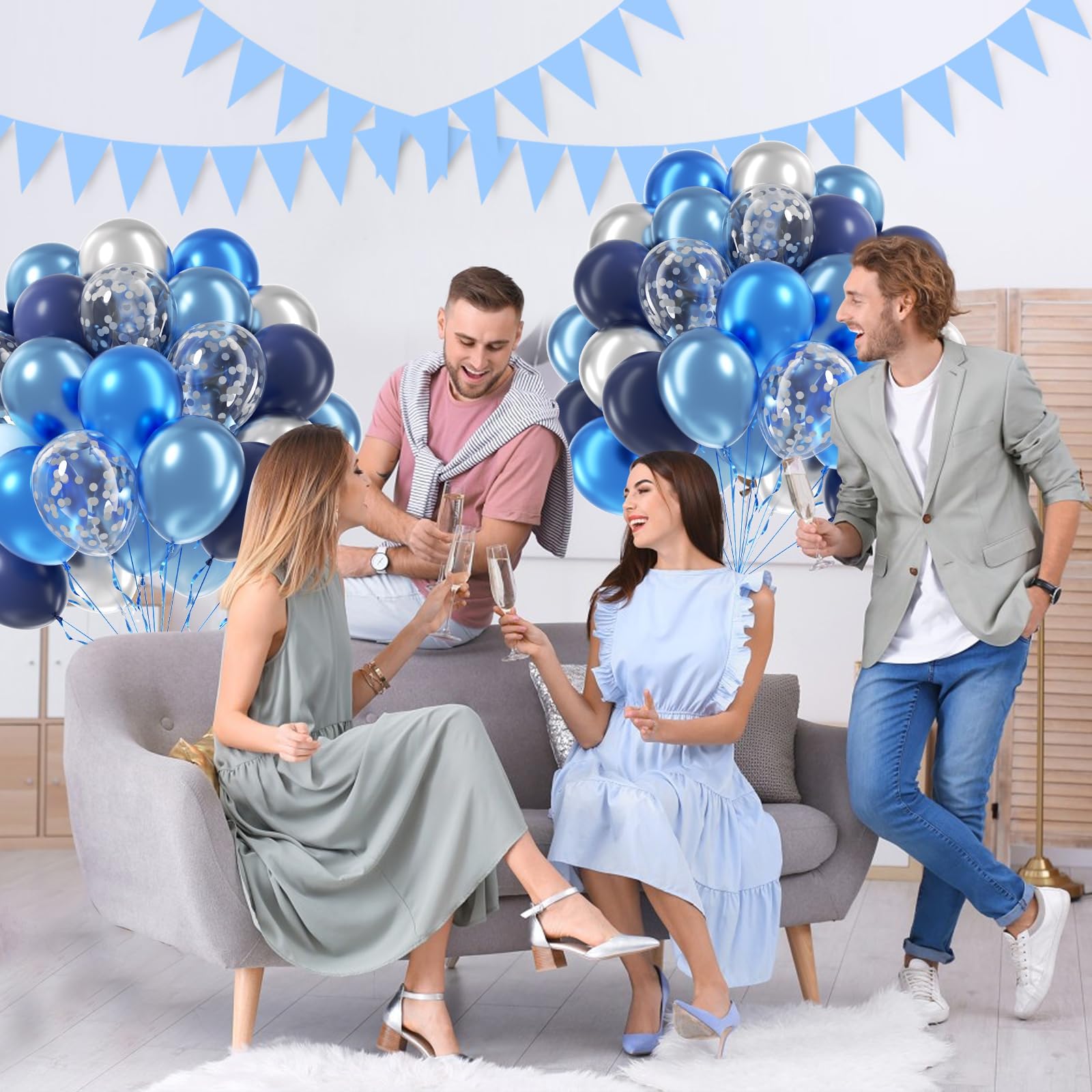 Awenztech pastel blue balloon adds soft accent to baby showers.