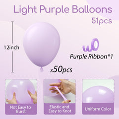 Awenztech pastel purple balloons close-up showing premium latex for durable inflation.