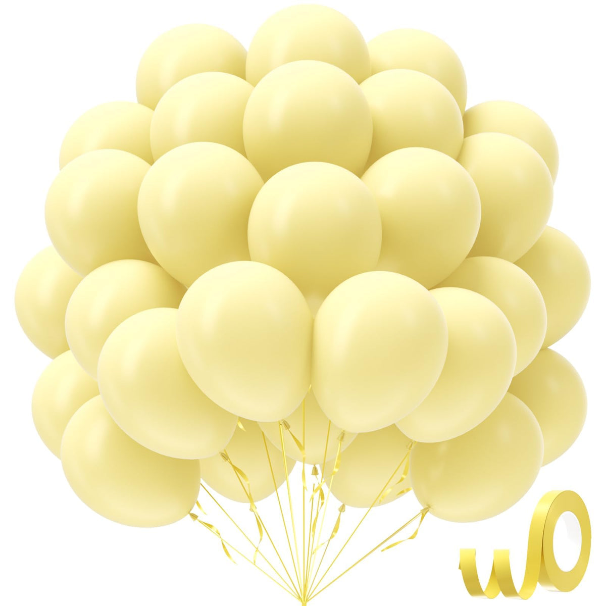 awenztech pastel yellow balloons 12in, 50-pack for vibrant party decor.