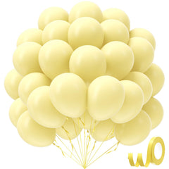 awenztech pastel yellow balloons 12in, 50-pack for vibrant party decor.