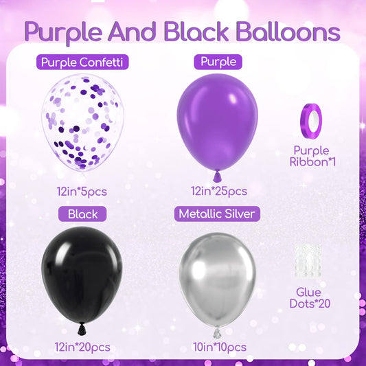 awenztech purple balloon with metallic silver confetti for eye-catching centerpieces.