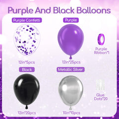 awenztech purple balloon with metallic silver confetti for eye-catching centerpieces.