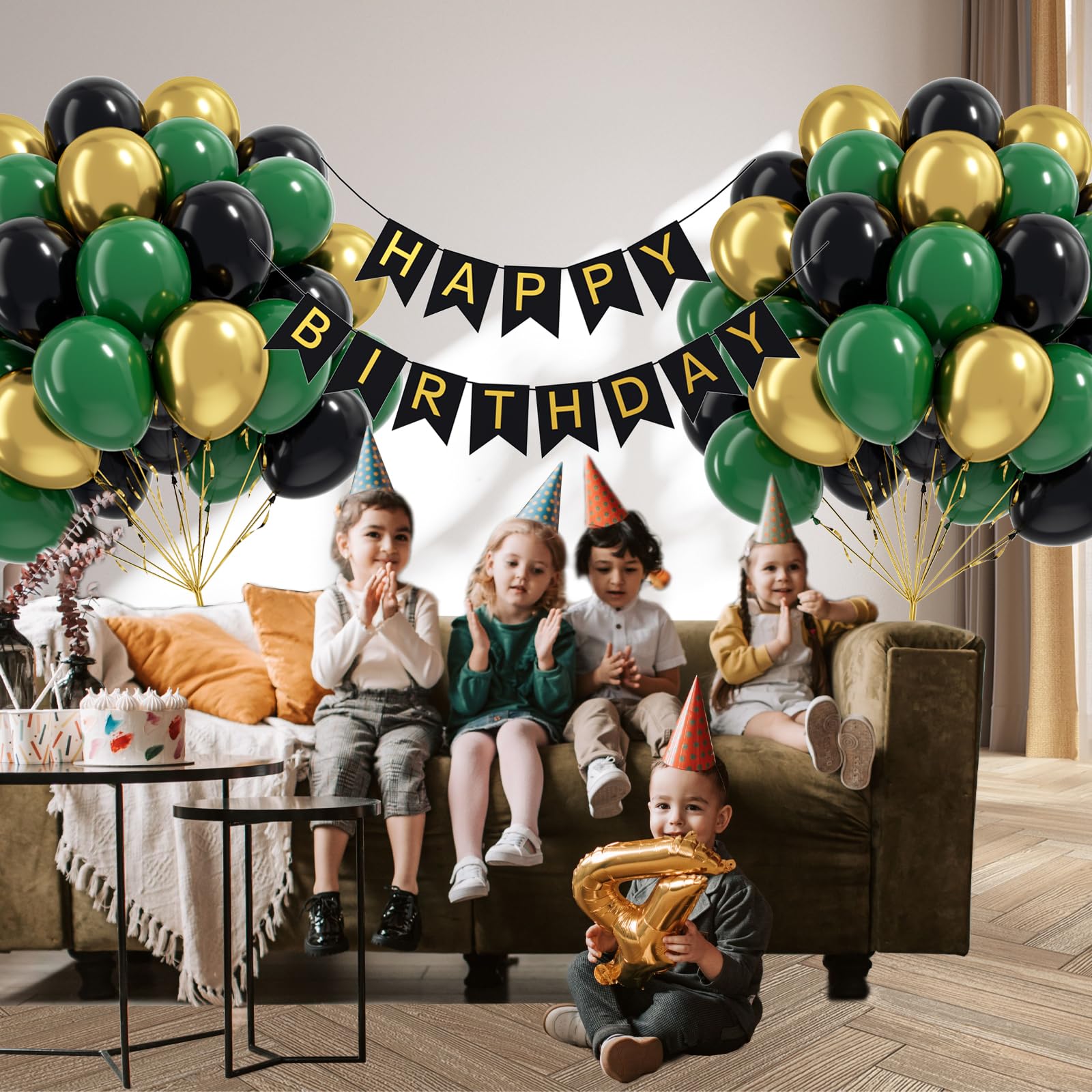 Awenztech green and black balloons suit versatile green-gold party themes.