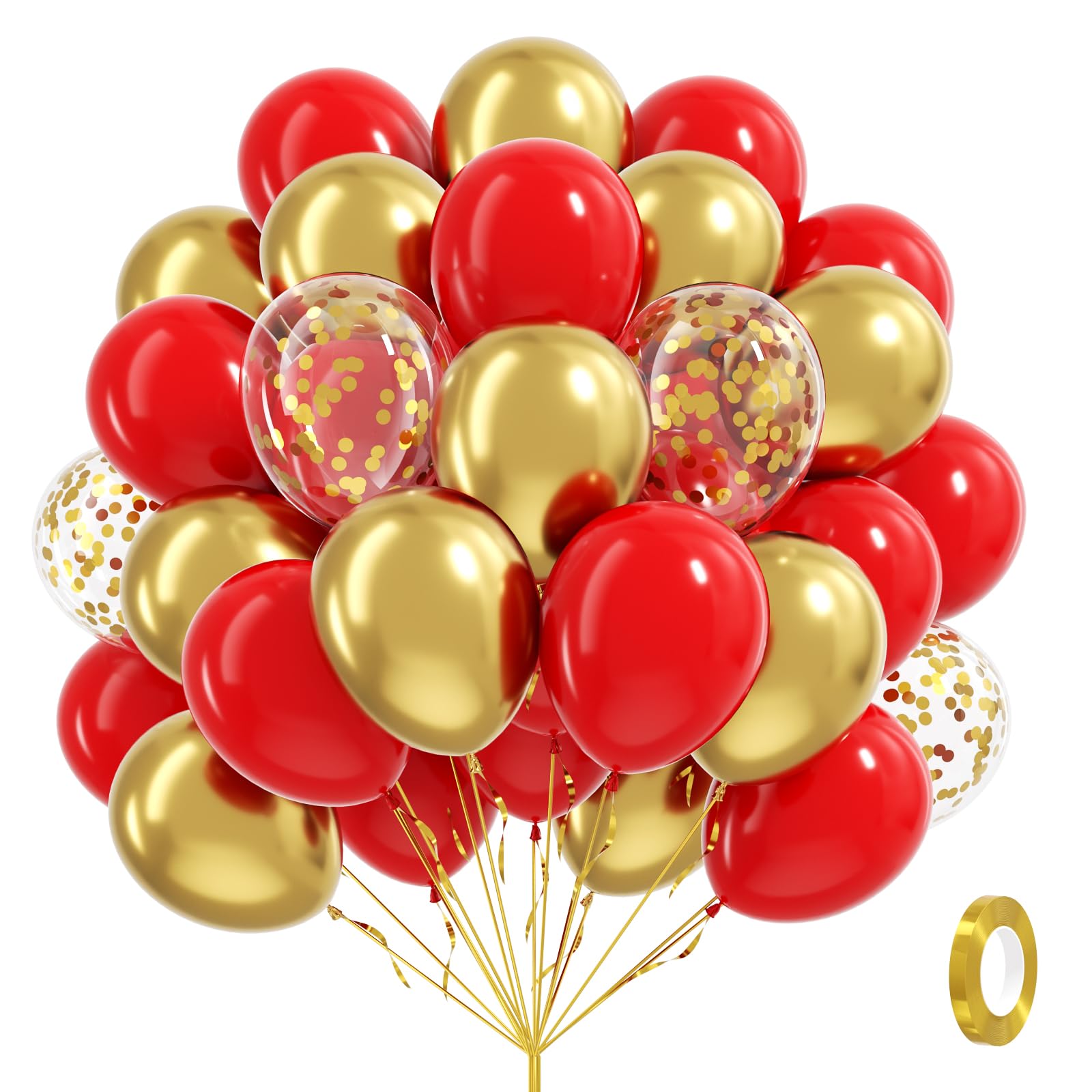 awenztech red and gold balloons 12inch for elegant Valentine’s Day decor