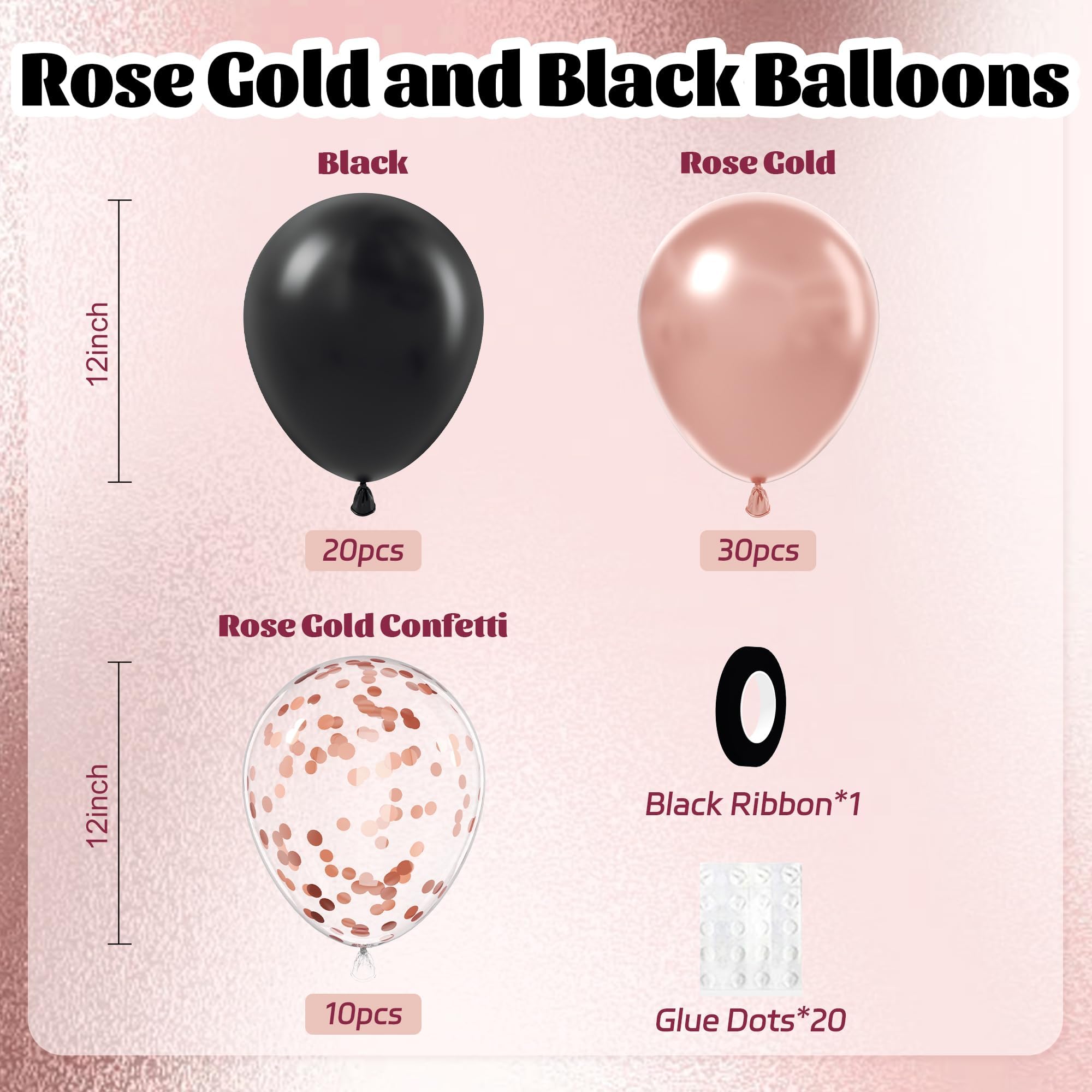 Awenztech rose gold confetti balloons add festive texture