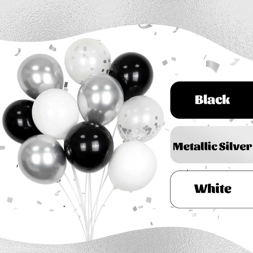 Awenztech silver confetti balloons 12inch with sparkling interior accents