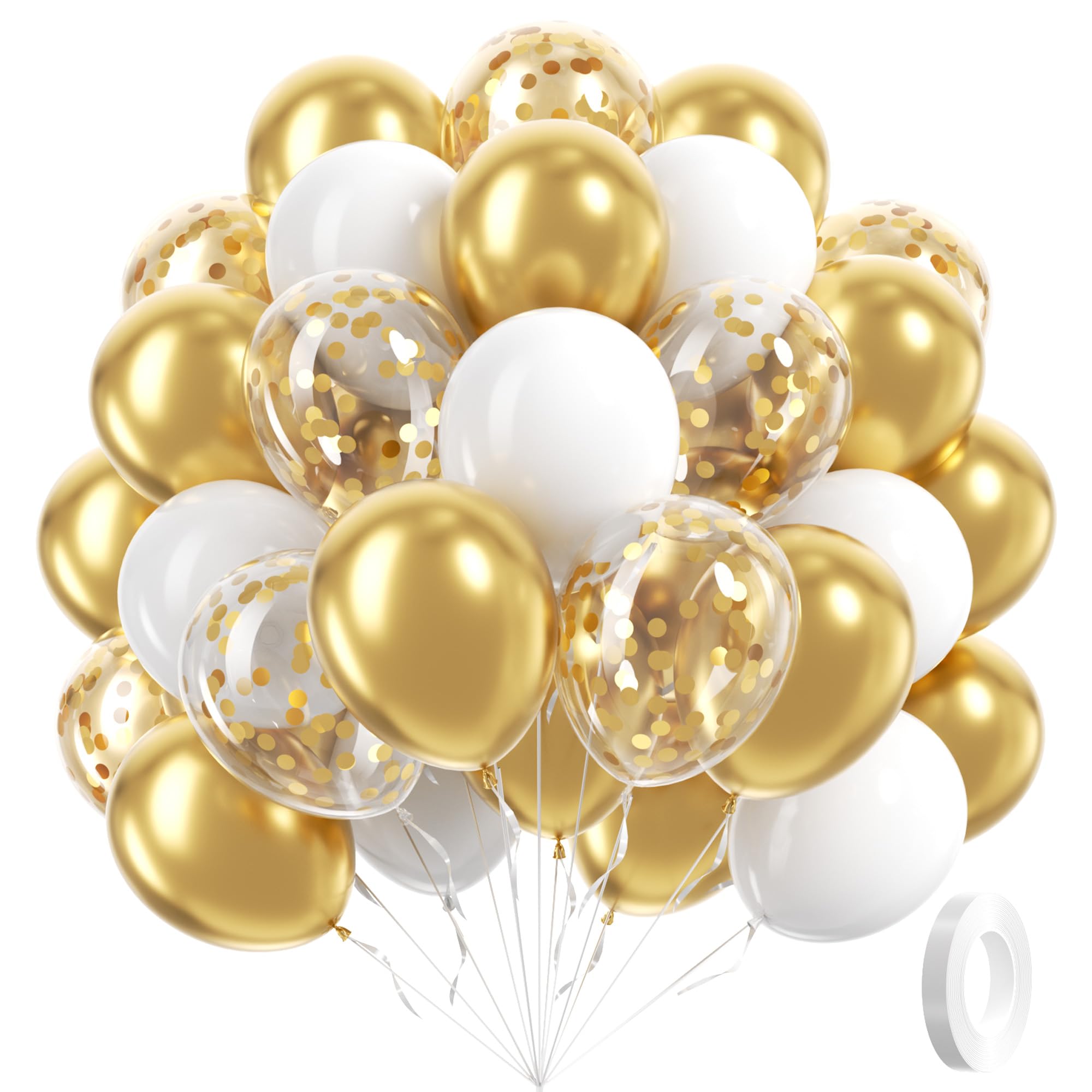 awenztech white and gold balloons package for chic party decor