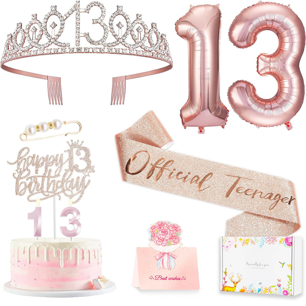 Awfrky rose gold crown with rhinestones and combs for secure fit