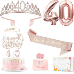 Awfrky 40th birthday rose gold crown, ideal for festive photos.