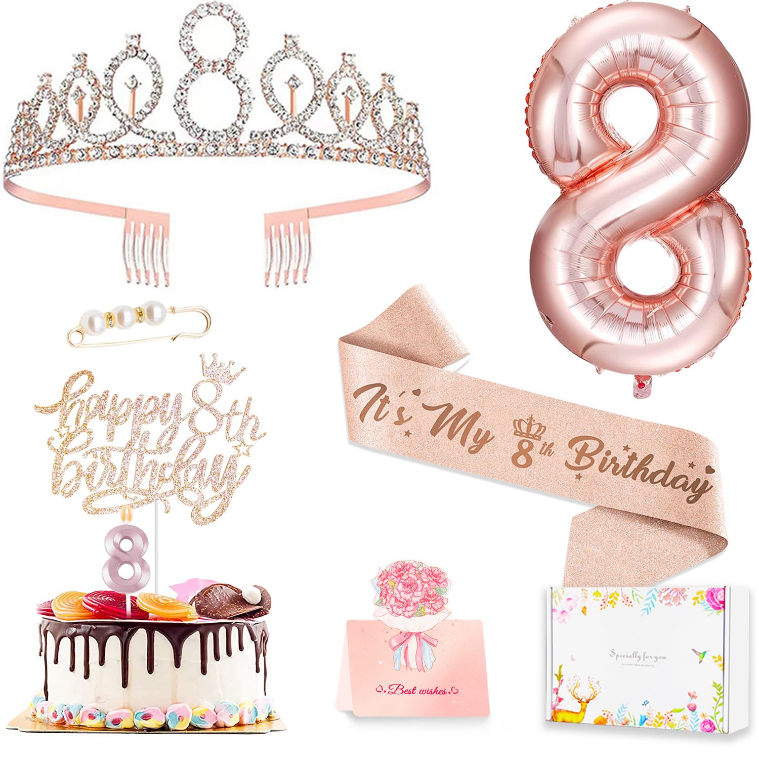 Awfrky glittery rose gold crown for secure party wear and photos