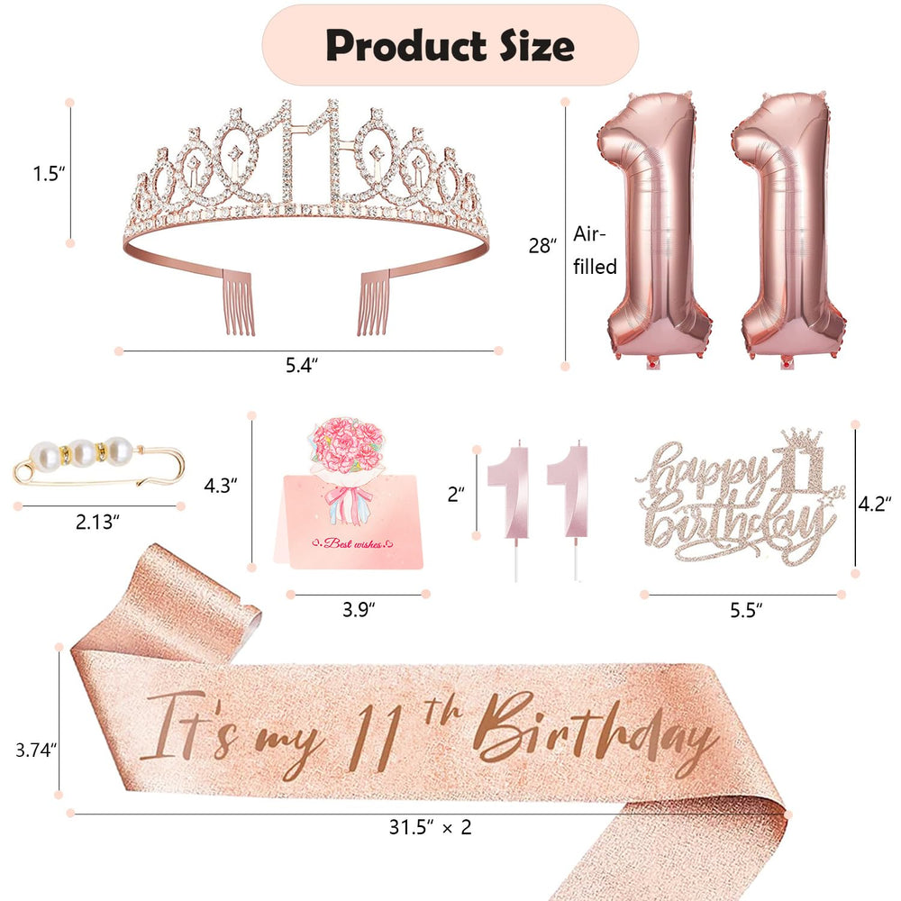 Awfrky It's my 11th birthday sash adds sparkle to birthday outfit