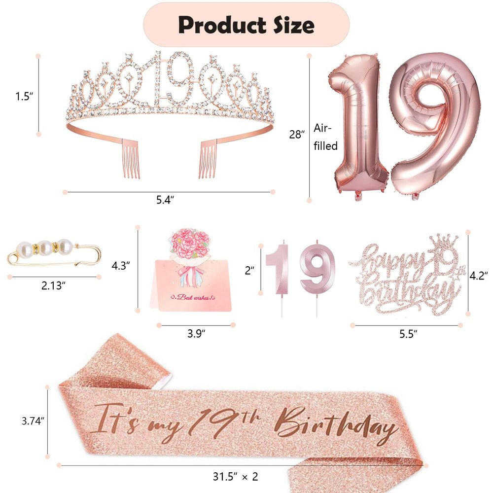 Awfrky It’s my 19th birthday sash sparkling with glitter and adjustable length.