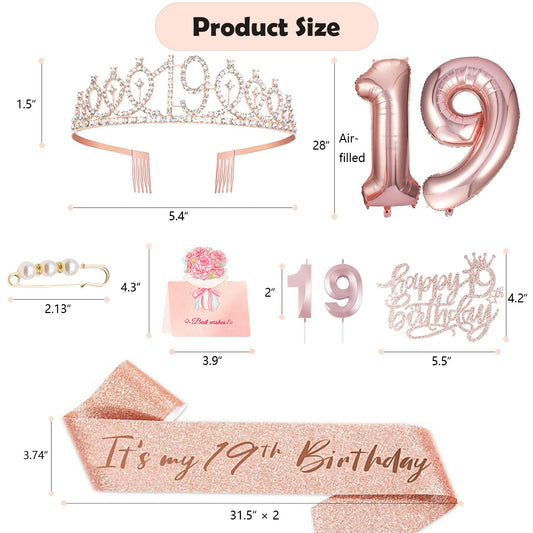 Awfrky It’s my 19th birthday sash sparkling with glitter and adjustable length.