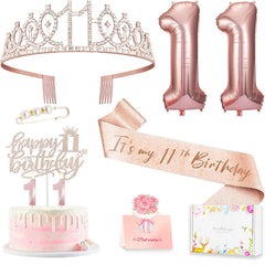 Awfrky rose gold 11th crown secures hair for a festive look