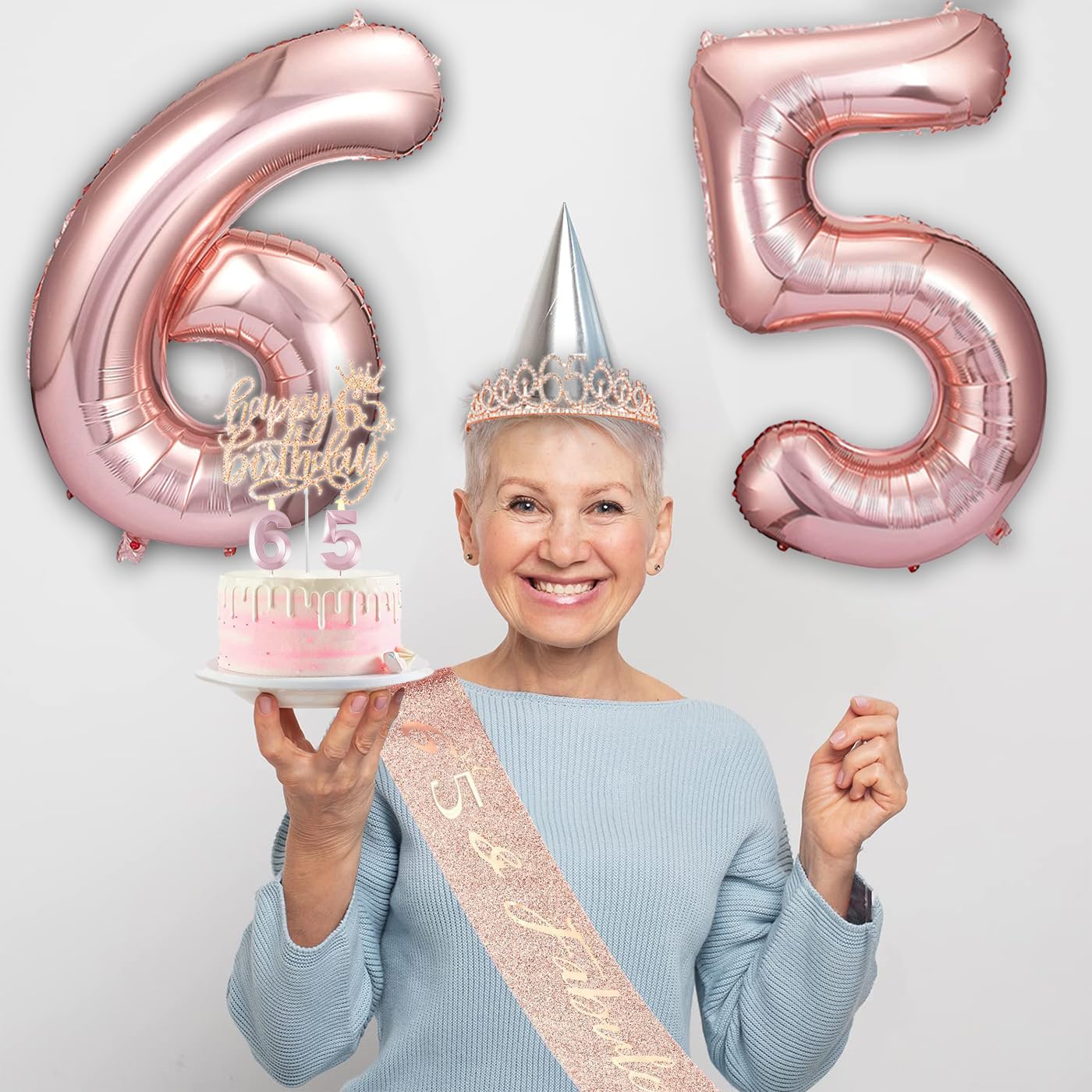 Awfrky rose gold 65th candles burn long and smokeless.