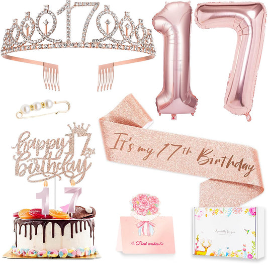 Awfrky rose gold crown for 17th birthday, ideal for standout party photos
