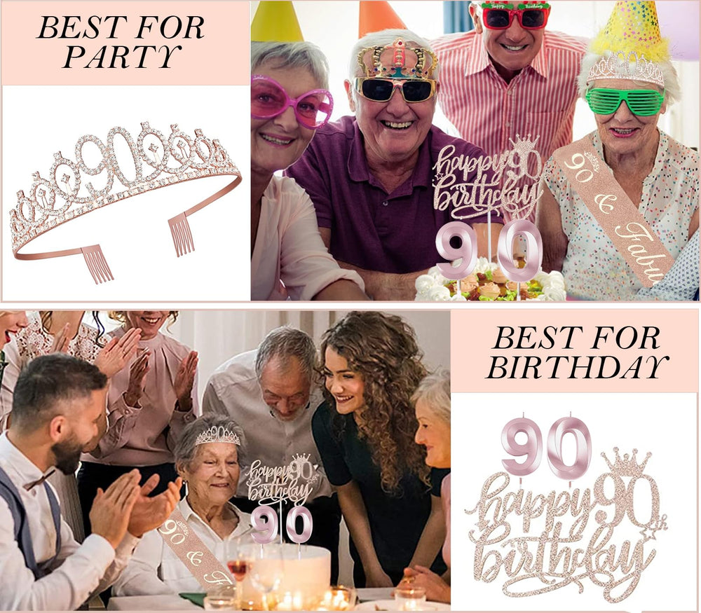 Awfrky rose gold numeral balloons enhance the party decor.