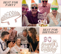 Awfrky rose gold numeral balloons enhance the party decor.