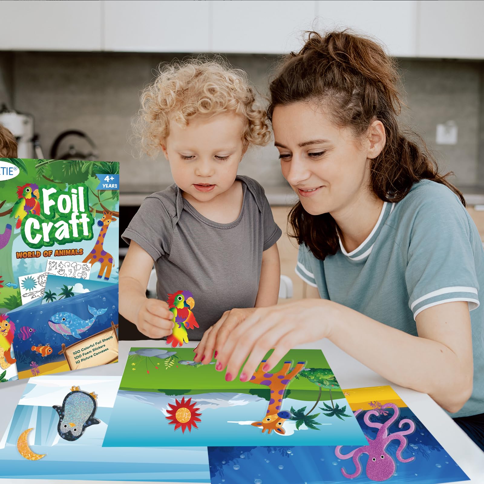 AWHETIE animal stickers for foil crafts create colorful accents