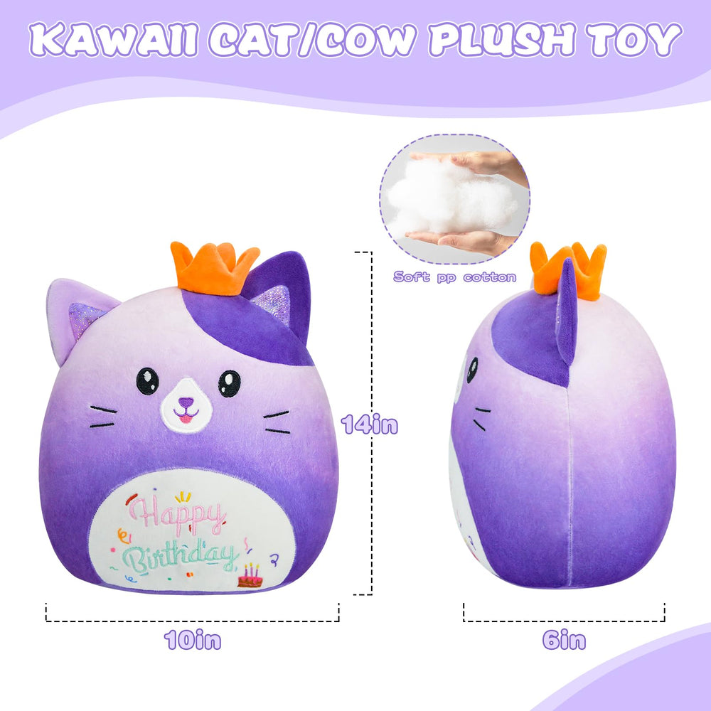 AWNOGKUE 14-inch cat plush as room decor in bedrooms or living spaces.