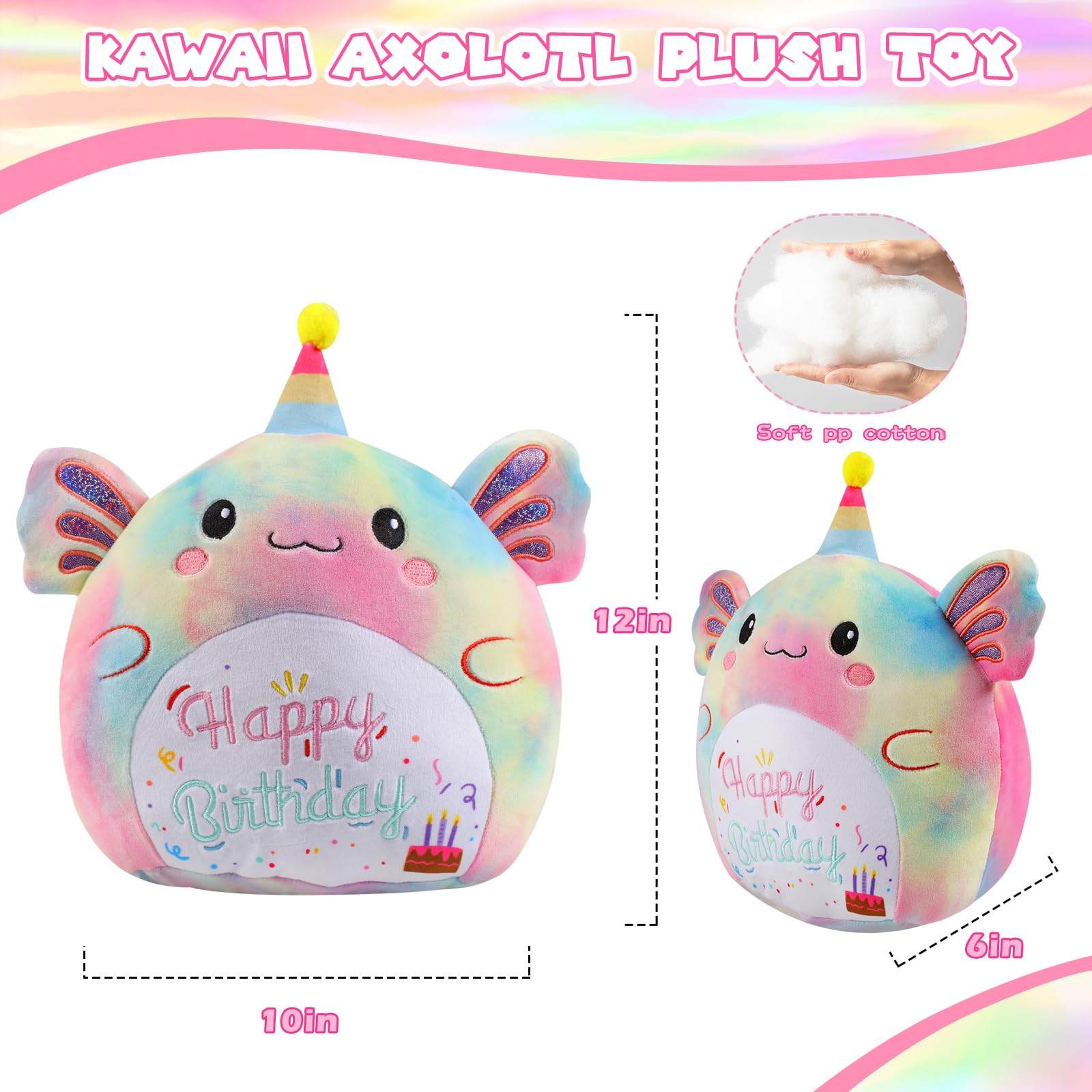 AWNOGKUE axolotl plush used as a hug pillow for kids.