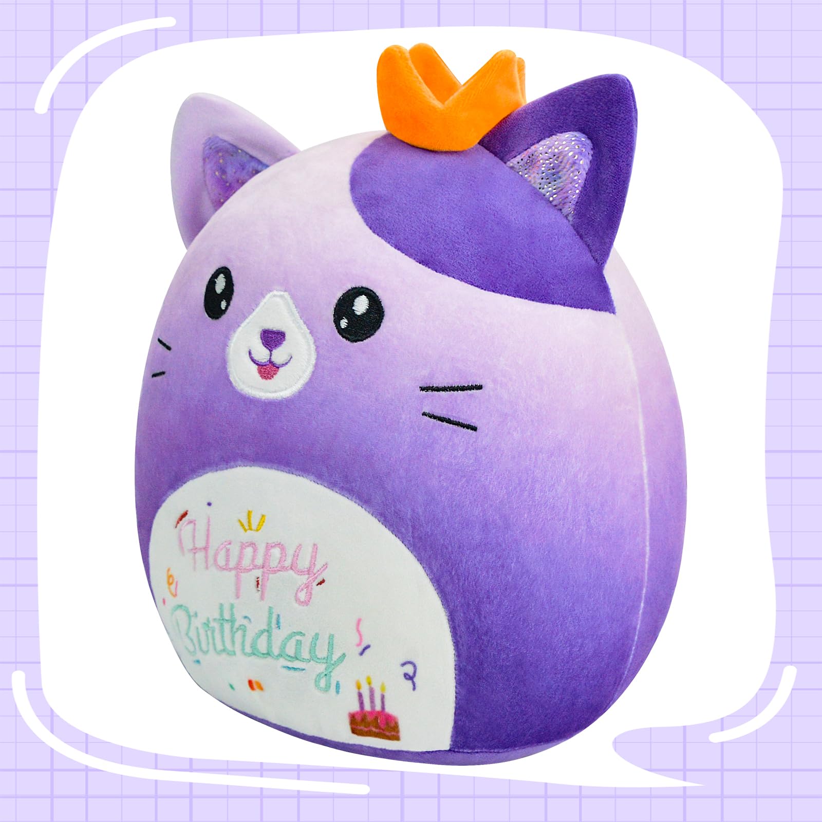 AWNOGKUE gradient purple cat plush face close-up for imaginative play