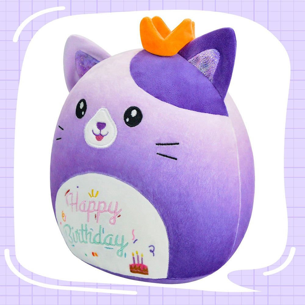 AWNOGKUE gradient purple cat plush face close-up for imaginative play