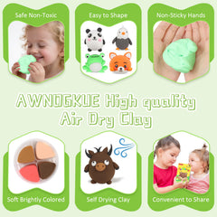 AWNOGKUE safe non-toxic clay with EN71 ASTM D-4236 certifications for safe crafting.