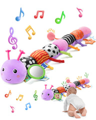 AWOTOY caterpillar full view shows a plush multi-sensory toy for development