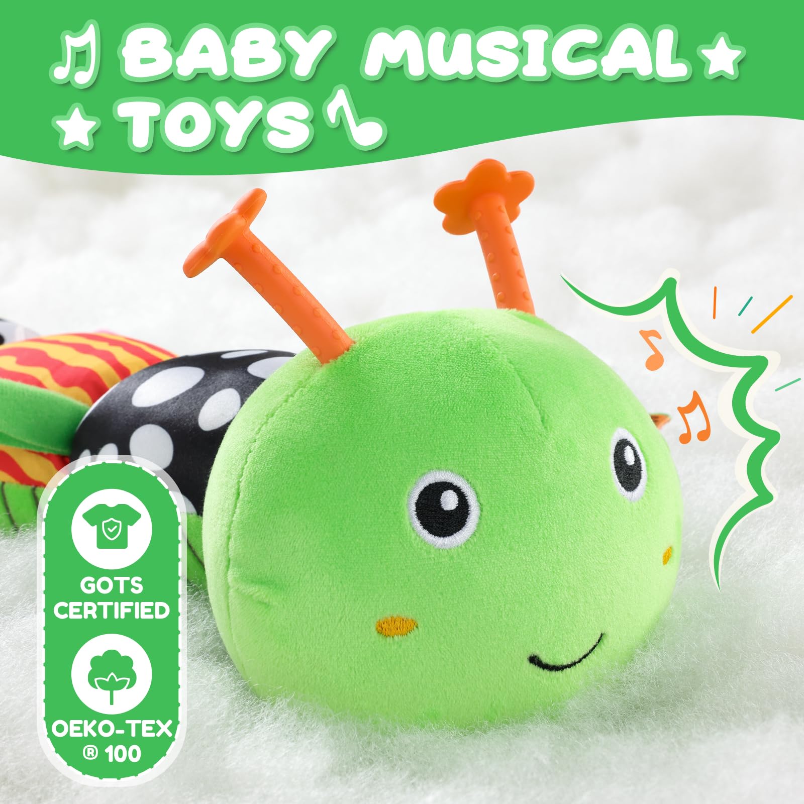 AWOTOY caterpillar head with lullaby music soothes baby during play
