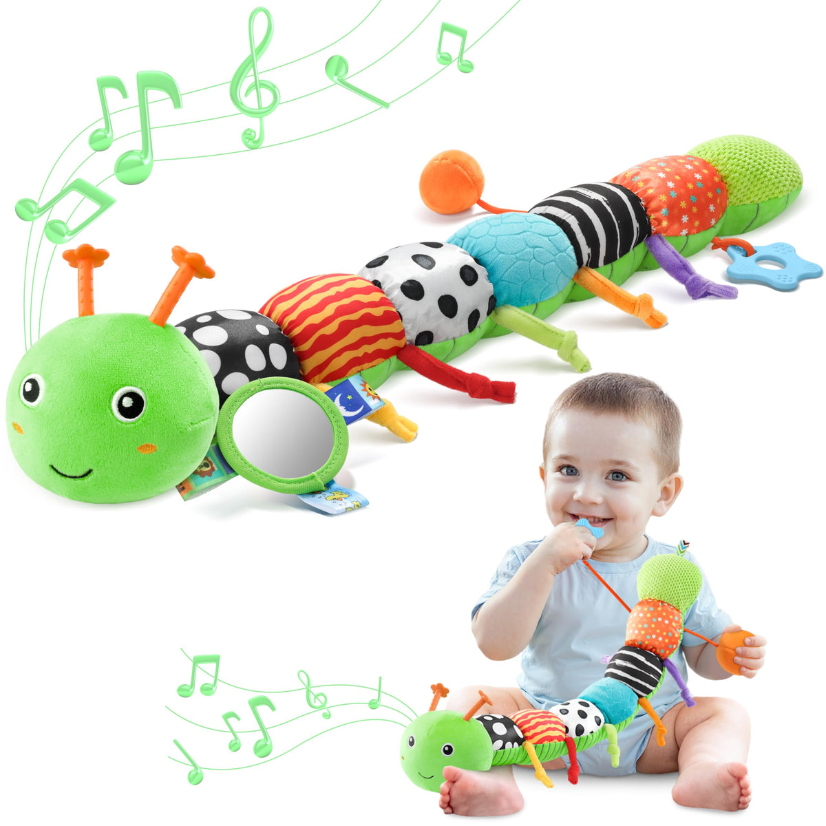 AWOTOY Caterpillar head music engages baby and soothes during playtime.