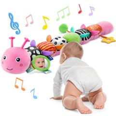 AWOTOY Caterpillar music toy with a mirror enhances tummy-time engagement
